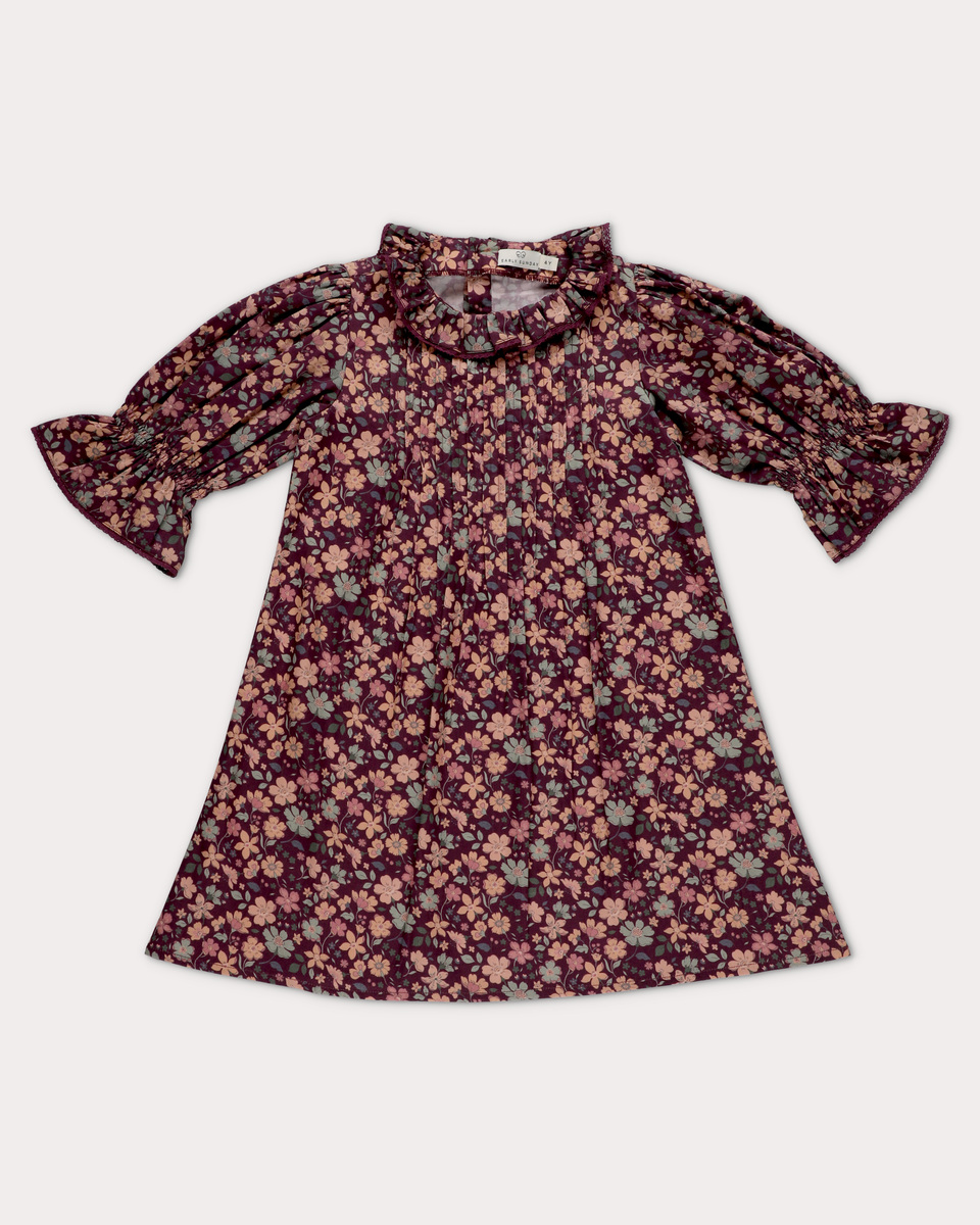 Early Sunday Julie Garden Flowers Dress-Plum