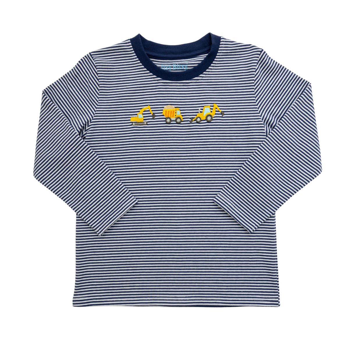 Itsy Bitsy Navy Stripe Construction L/S Tee