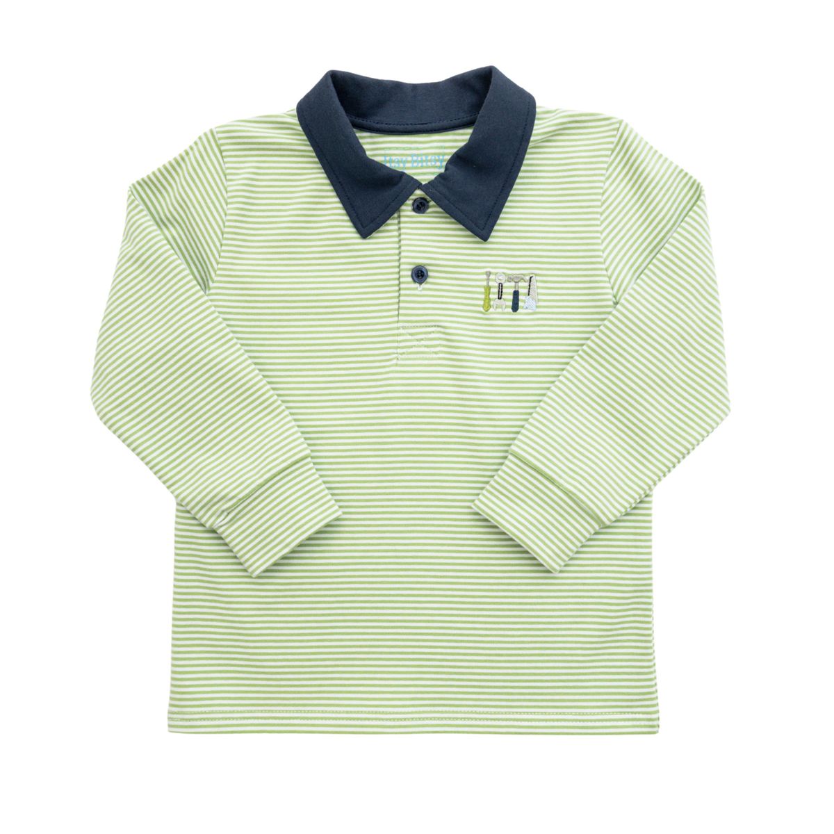 Itsy Bitsy Green Stripe Tools Polo