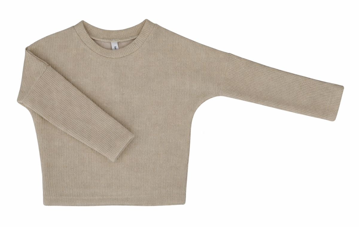 ML Kids L/S Ribbed Shirt-Taupe