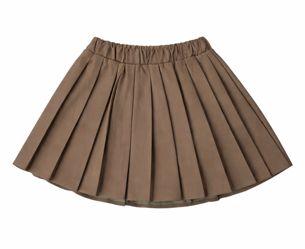 ML Kids Pleated Pleather Skort-Beige