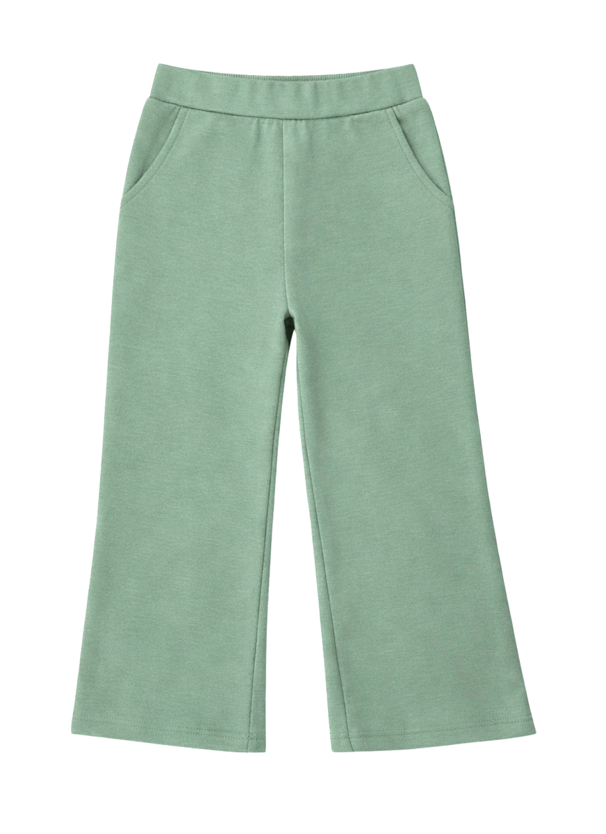 ML Kids Sage Green Wide Leg Knit Pants
