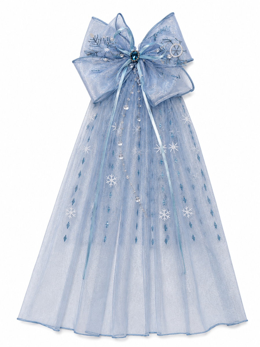 ML Kids Enchanted Storybook Snowflake Hair Clip with Veil