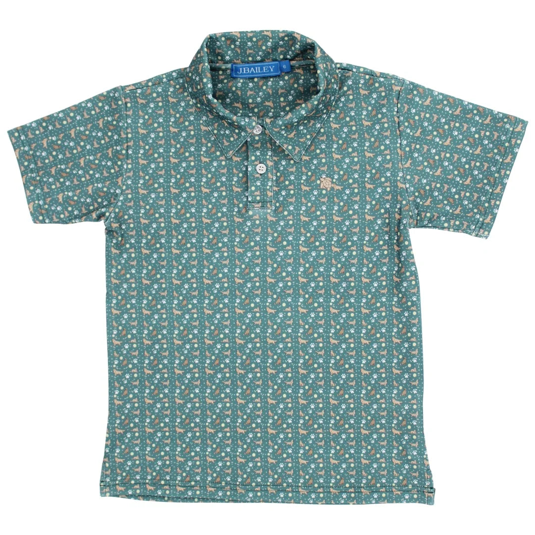 J Bailey S/S Performance Polo-Golden Retreiver