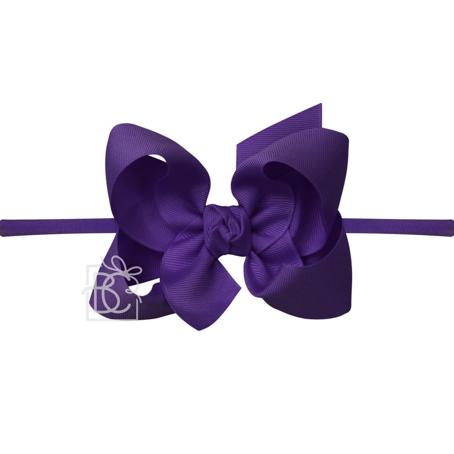 BC 3.5" Purple Bow on Elastic Headband