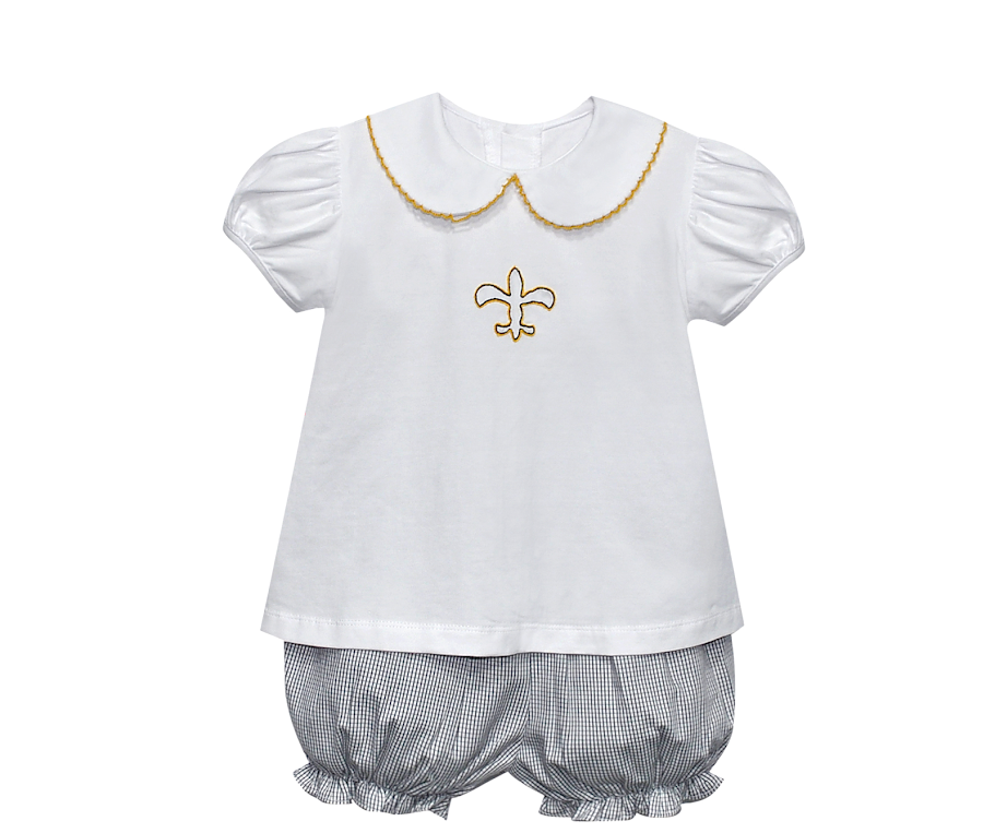 Southern Saturday Fleur de Lis Knit Girl Bloomer Set