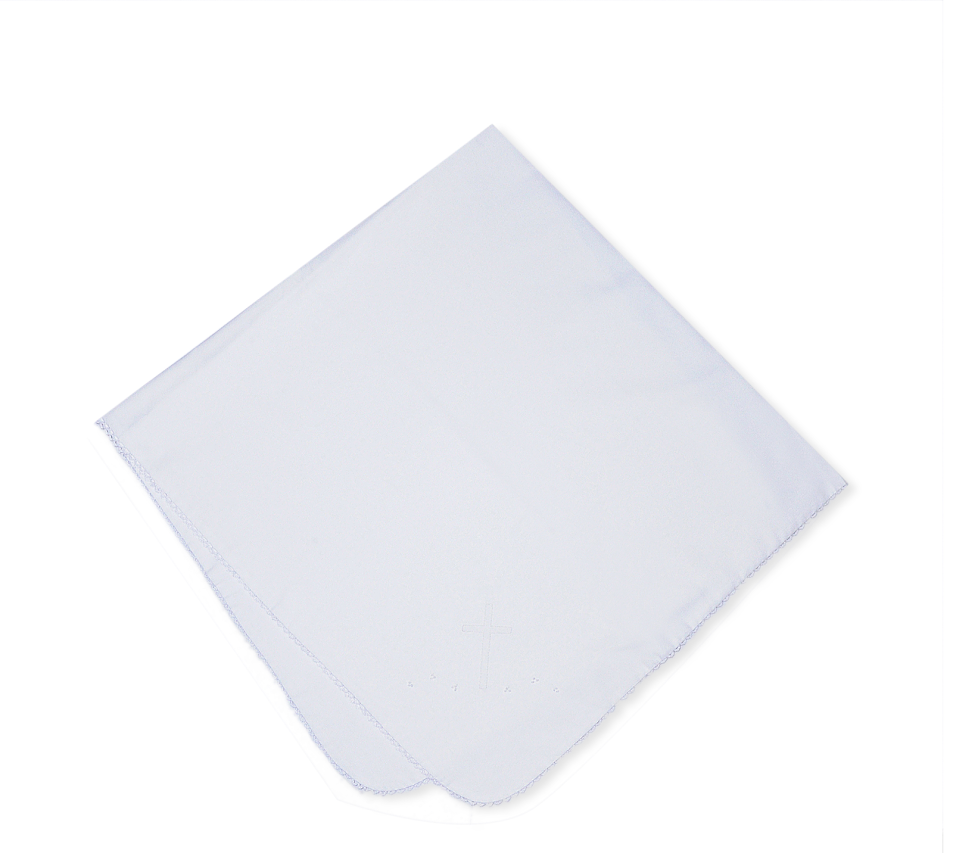 Baby Sen Off White Cross Baby Blanket w/ Picot Edge