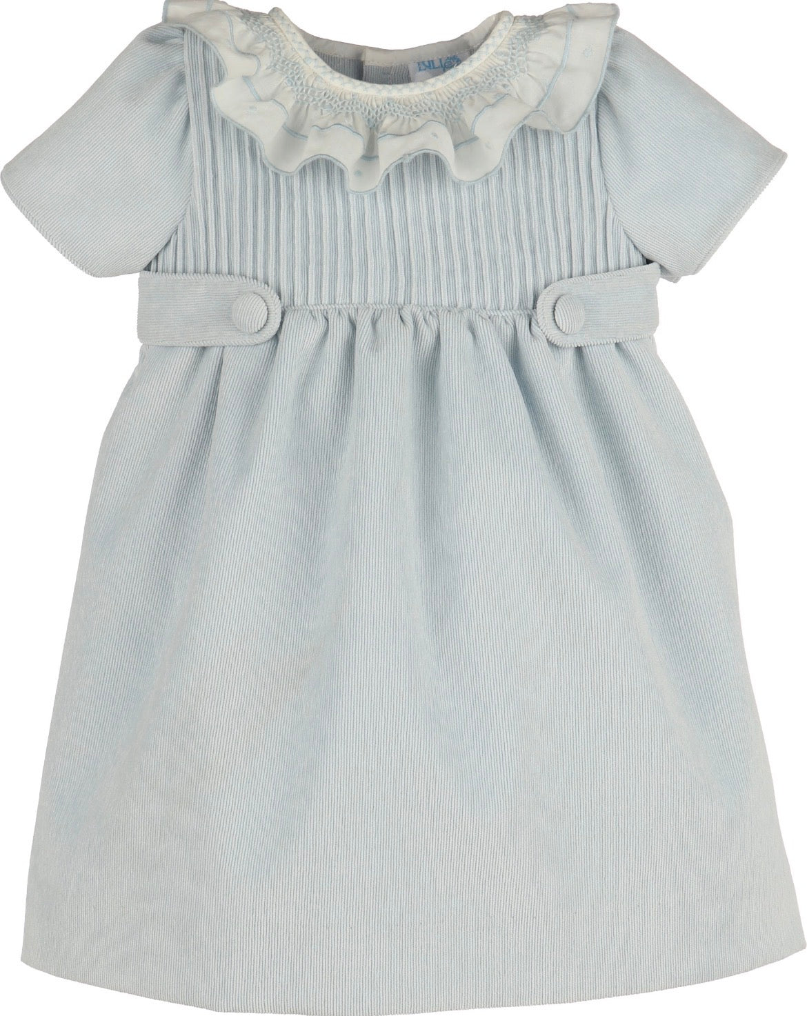 Luli & Me Sweet Corduroy Dress w/ Ruffle Collar-Blue