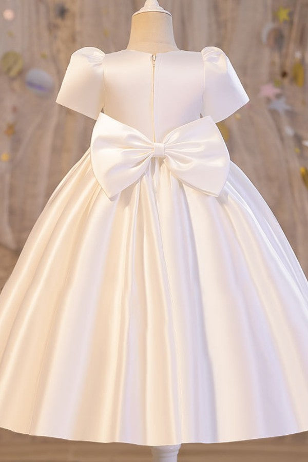 Little Naive Satin S/S Dress w/ Mesh Detail