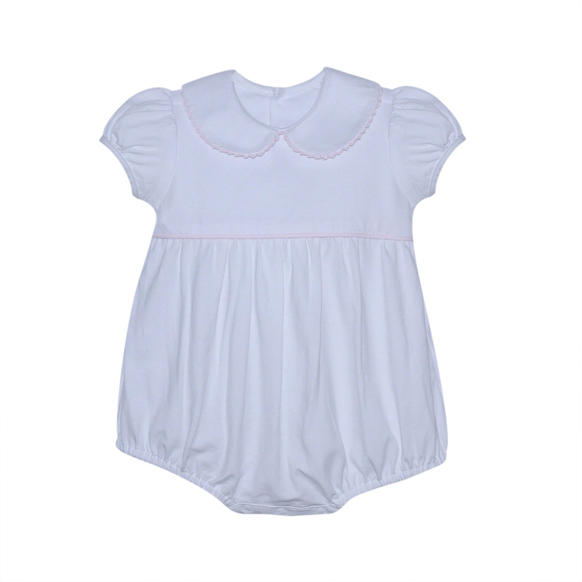 Baby Sen White Brady Bubble w/ Pink Picot Edge