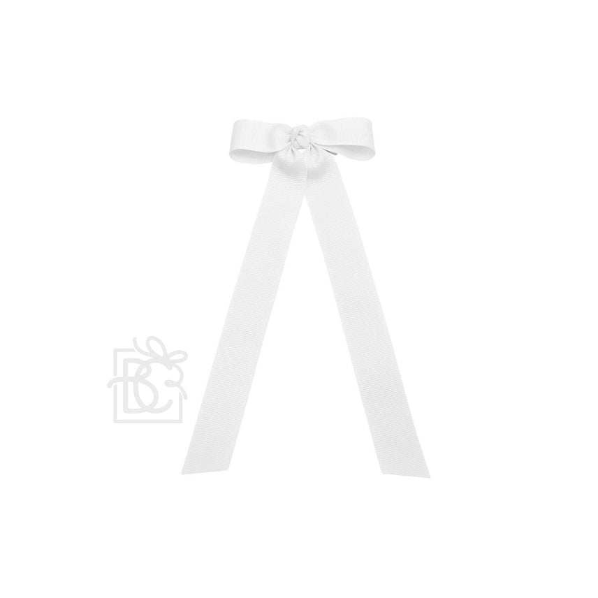 BC 3.5" Bow w/ Tails-White Grosgrain