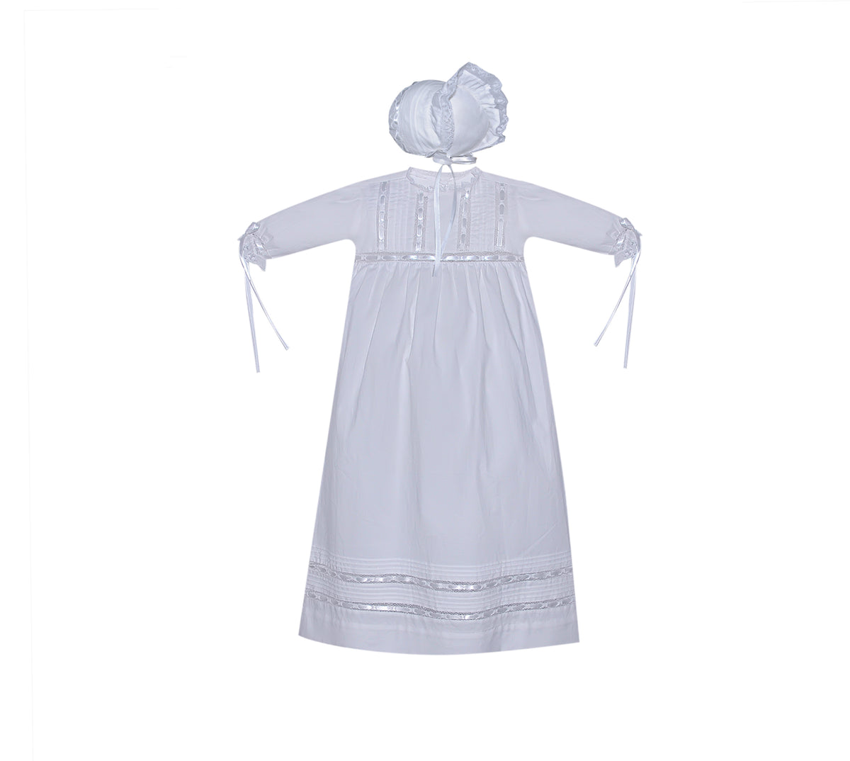 Baby Sen Rory Lace & Ribbon Christening Gown-White
