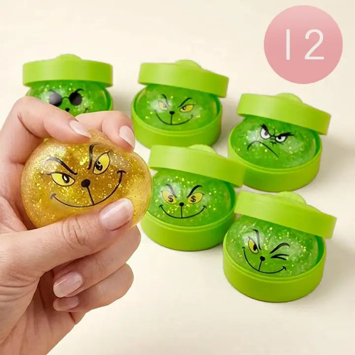 Glitter Christmas Grinch Squishy Dumpling