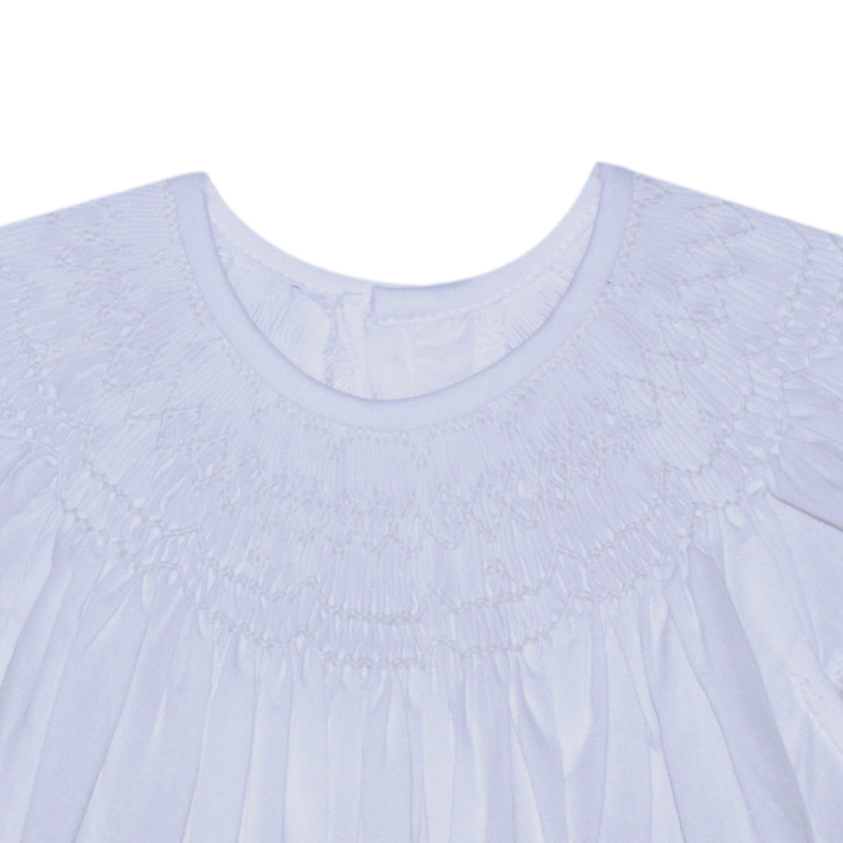 Baby Sen Georgette Angel Sleeve Smocked Bishop Dress-White