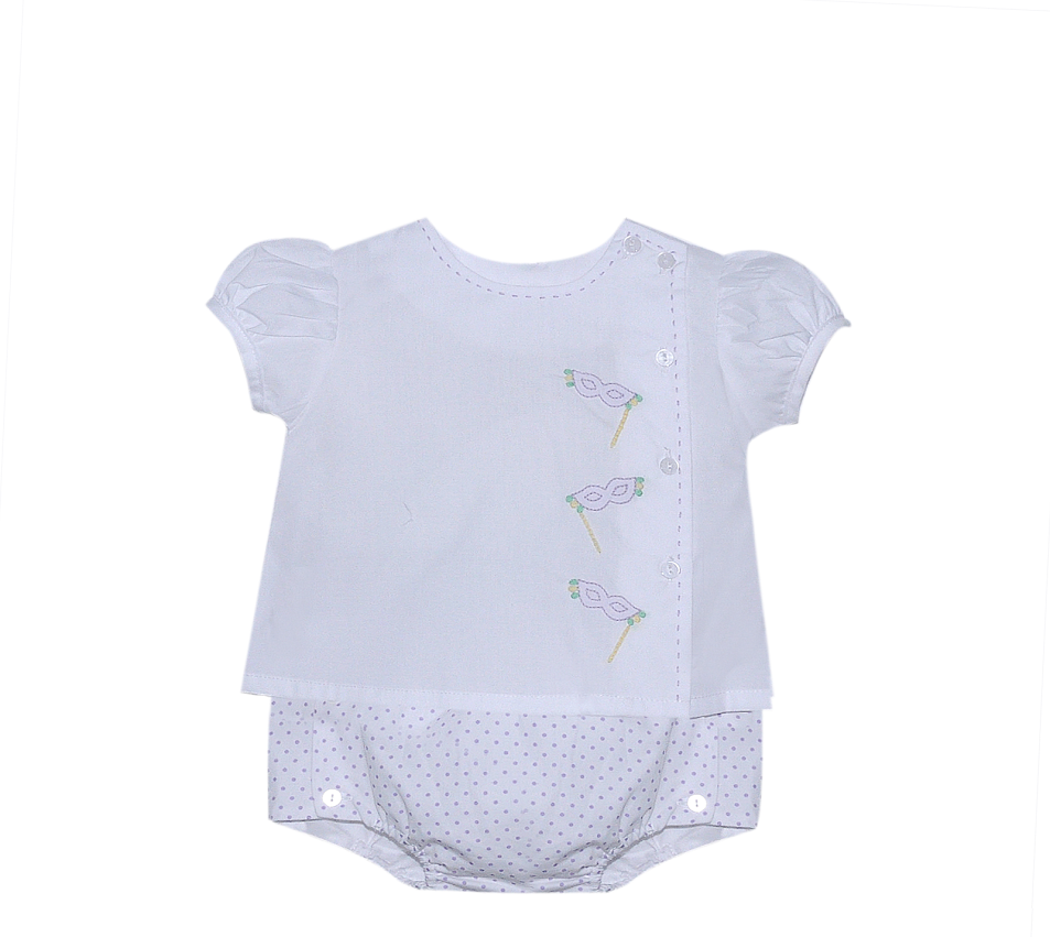 Baby Sen Riley Girl Mardi Gras Diaper Set-White