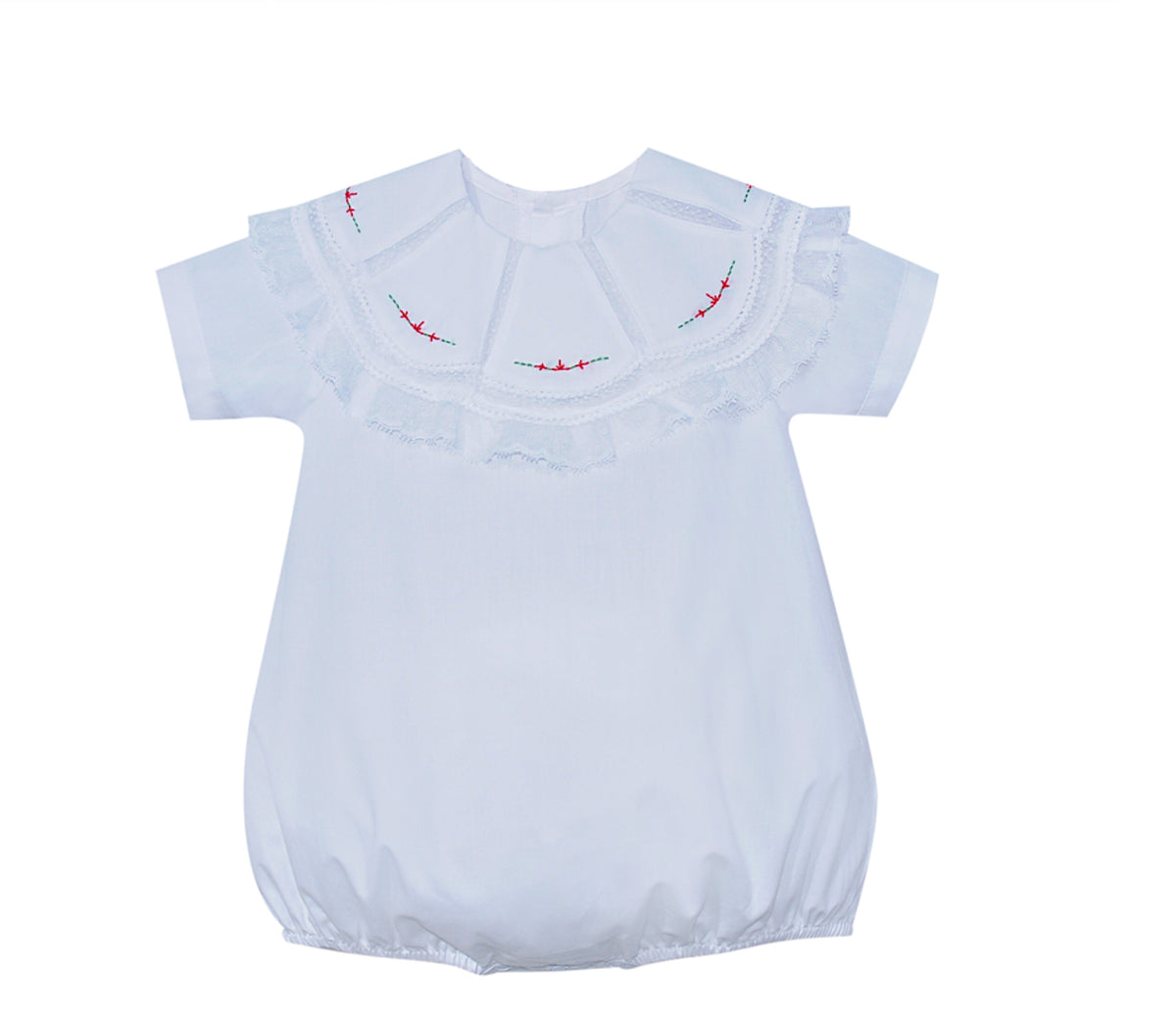 P & R Clayton Christmas Emb. Collar Boy Bubble-White