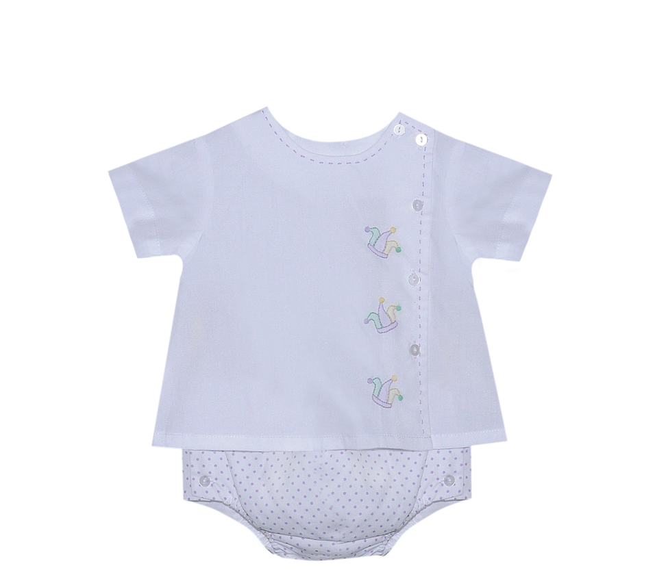 Baby Sen Riley Boy Mardi Gras Diaper Set-White