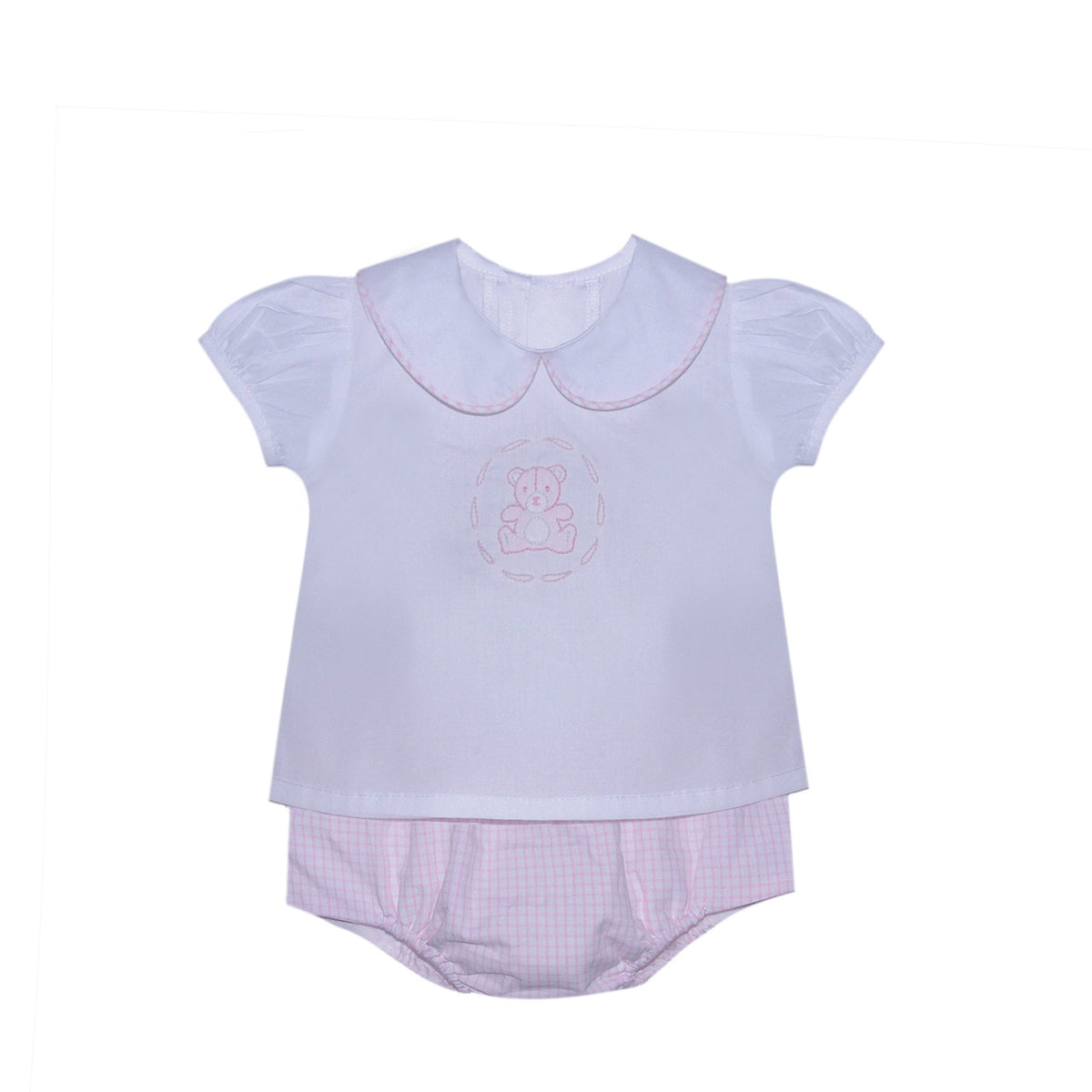 Baby Sen Teddy Bear Handstitched Diaper Set-Pink