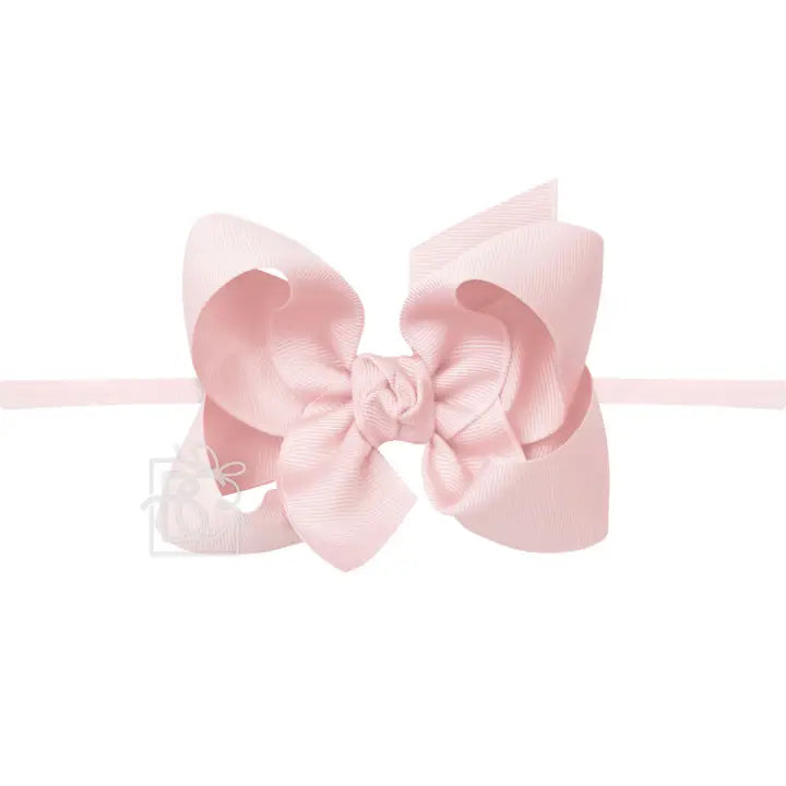 BC 4.5" Pink Grosgrain Bow on Pantyhose