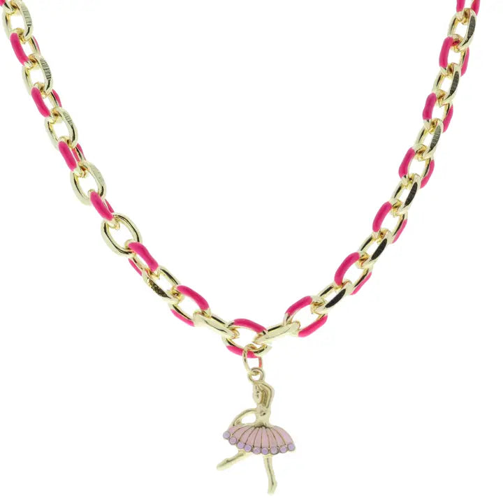 Jane Marie Pink Chain Ballerina Necklace