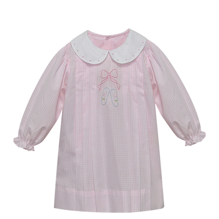 Baby Sen Pink Check Ballet Shoe Dress