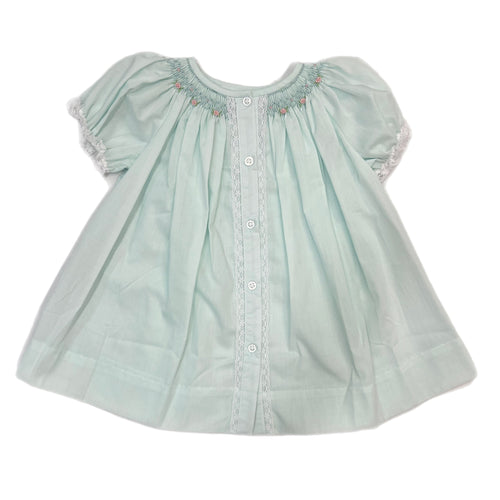 Baby Blessings Smocked Button Front Dress-Mint