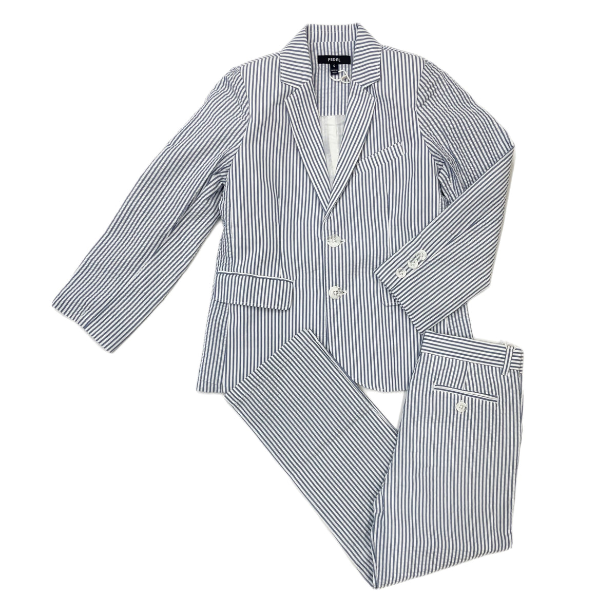 Pedal Seersucker Suit-Lt. Blue