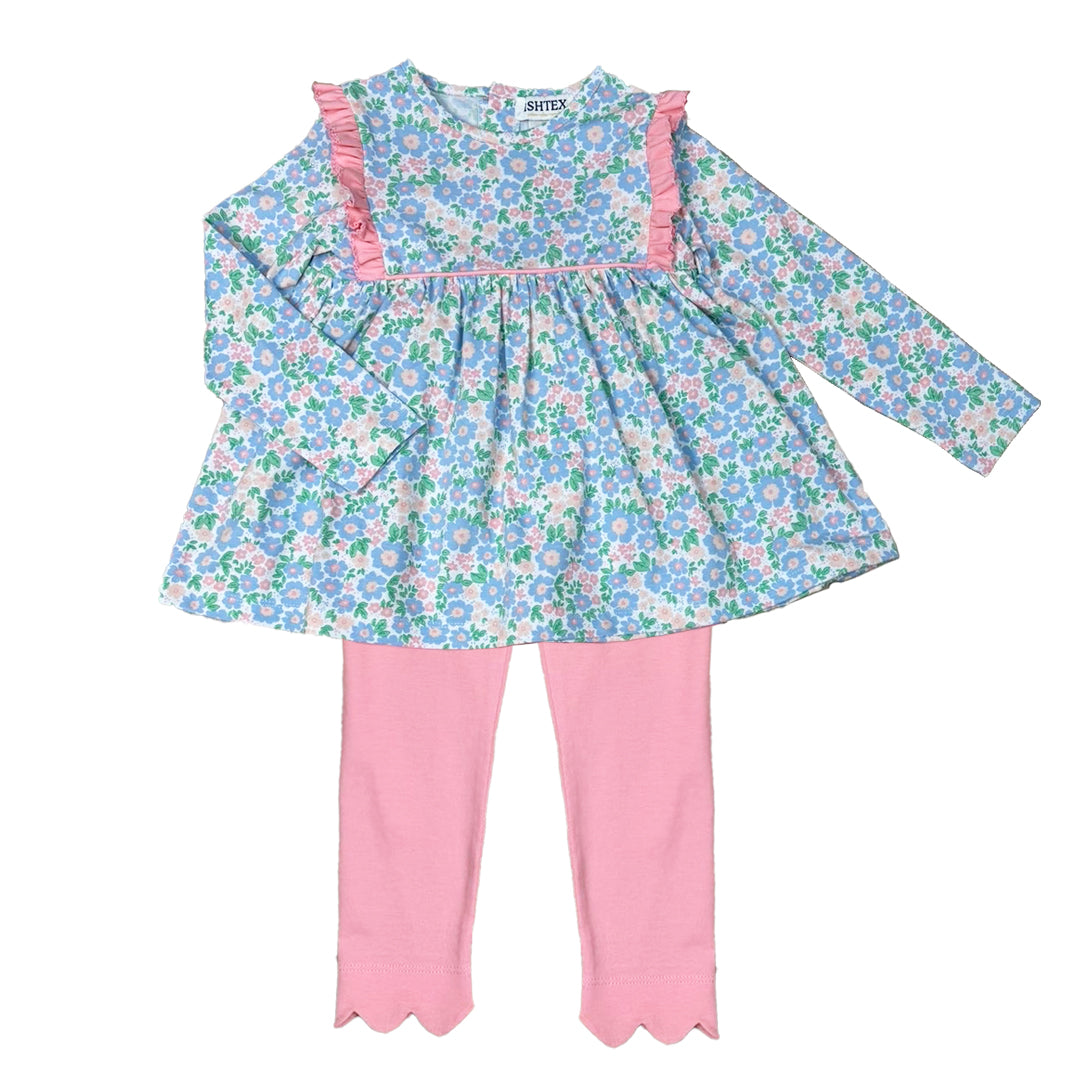 Ishtex Floral Legging Set-Blue/Pink