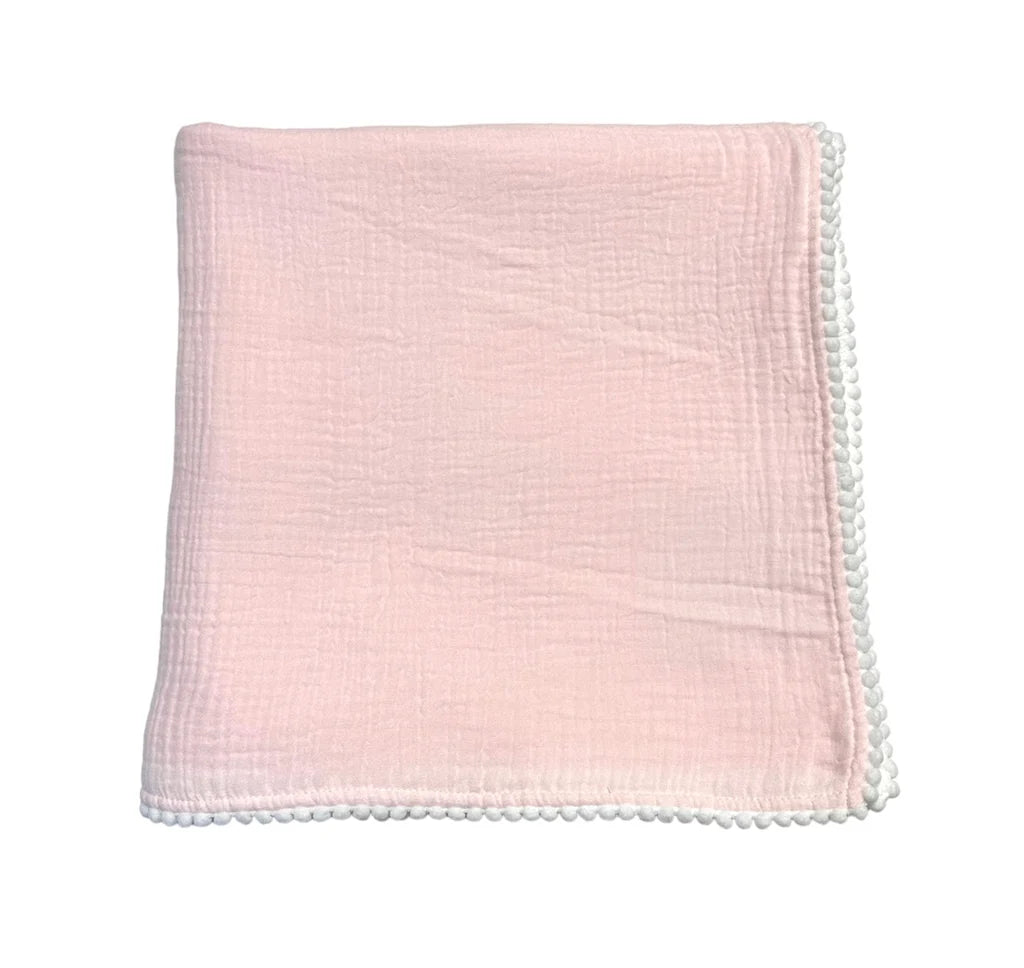 Swaddle Baby Blanket w/ Pom Edge