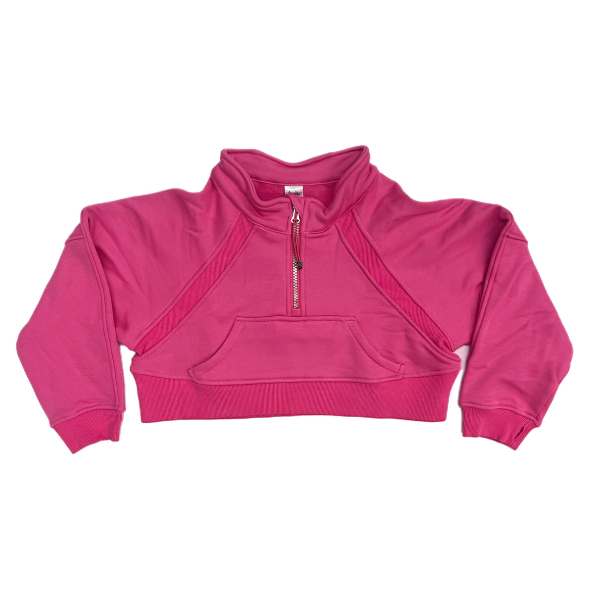 Azarhia Cropped 1/4 Zip Sweatshirt-Hot Pink – banburycrosskids