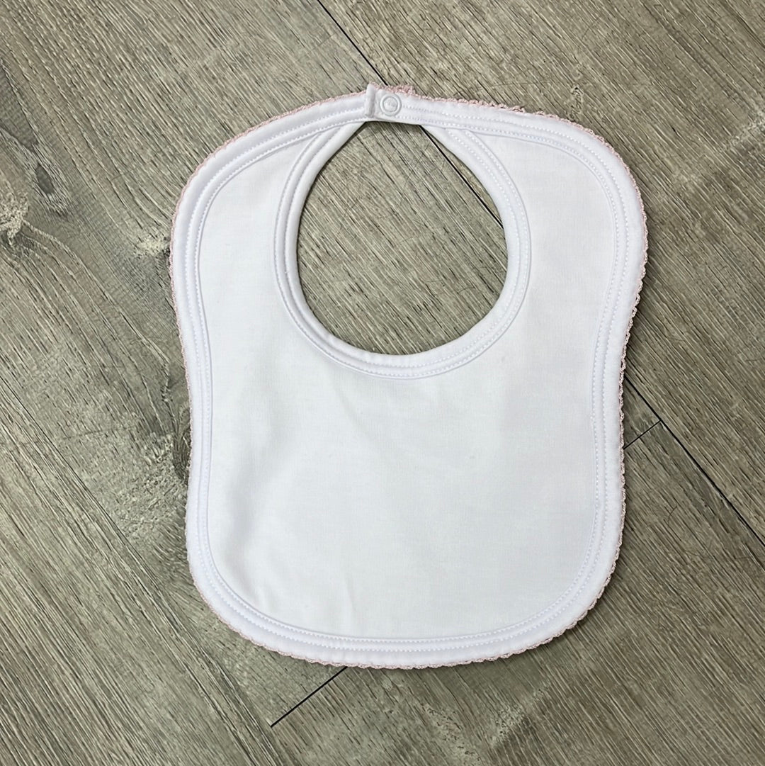 Shimoa White w/ Pink Picot Edge Bib