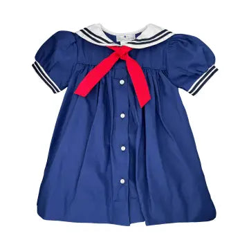 Petit Ami Nautical Sailor Dress-Navy