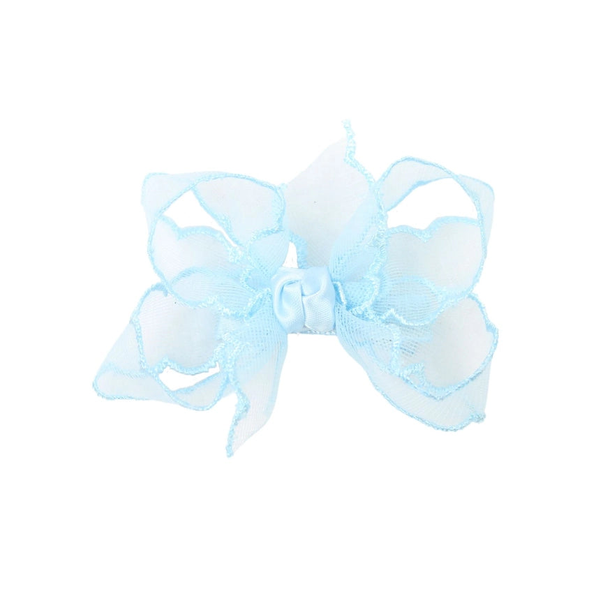 BC 3.5" Lt. Blue Scalloped Organza Bow