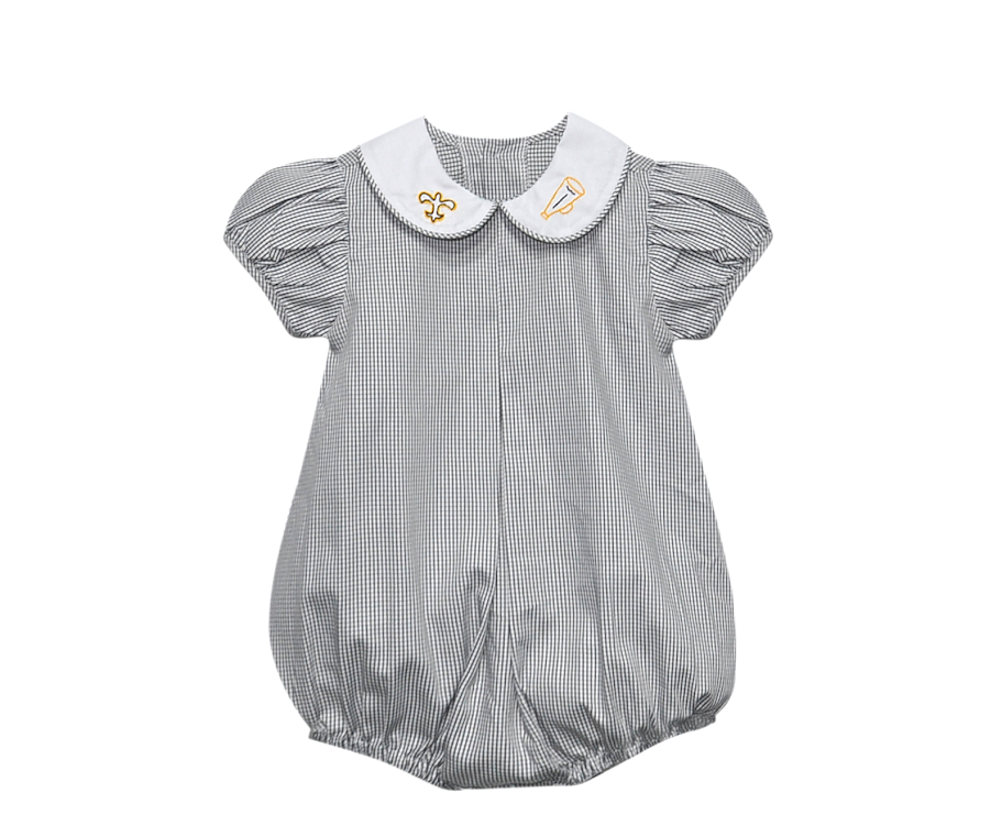 Southern Saturday Fleur de Lis Hand Emb. Collar Girl Bubble