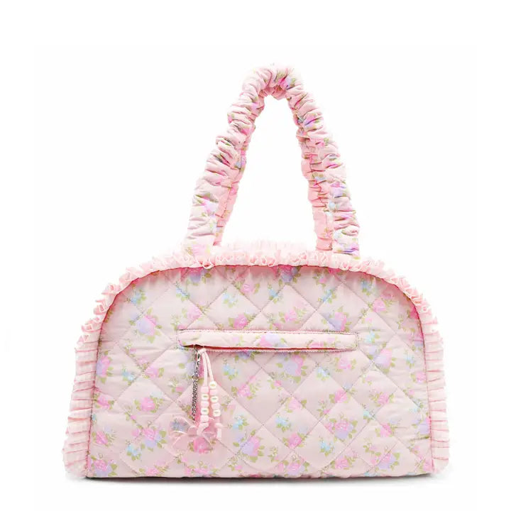 Quilted Floral Printed Medium Duffle Bag