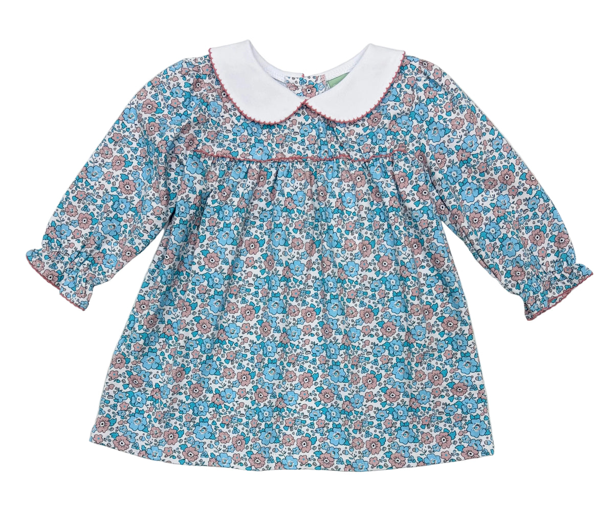 Pink/Blue Floral Peterpan Collared Dress