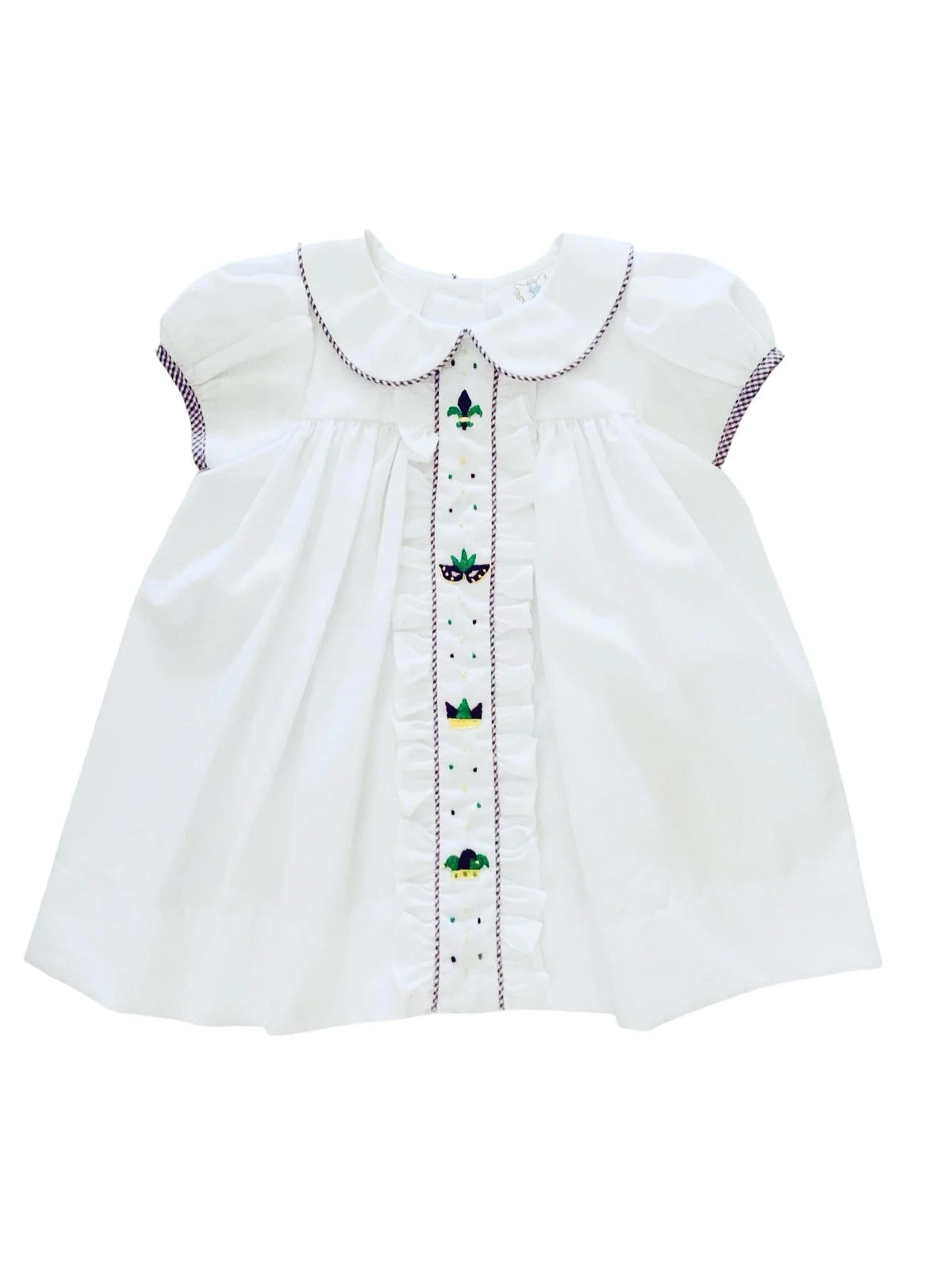 Lulu Bebe MG Embroidered Dress w/ Purple Trim
