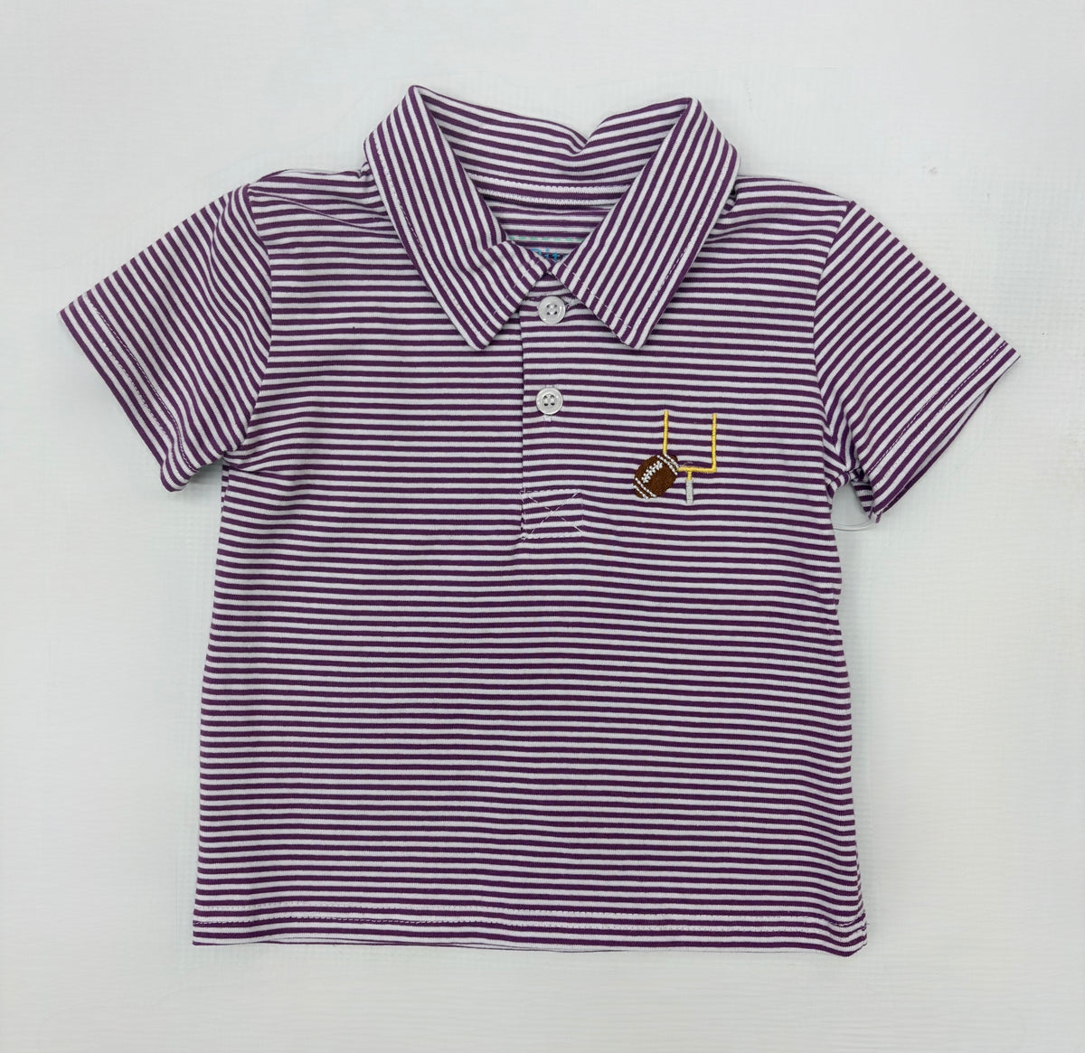 Football Field Goal Purple Striped Polo