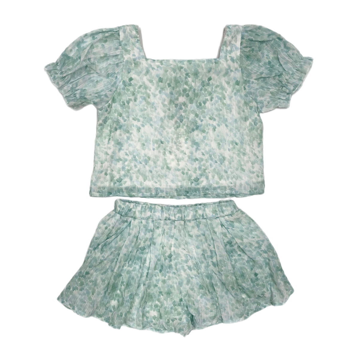ML Kids Teal Watercolor Top and Short Set