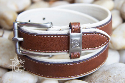 BC Double Leather Belt-Antique White/Lt. Brown