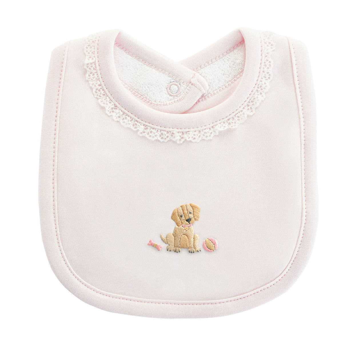 BCC Good Puppy Bib w Lace Trim-Pink