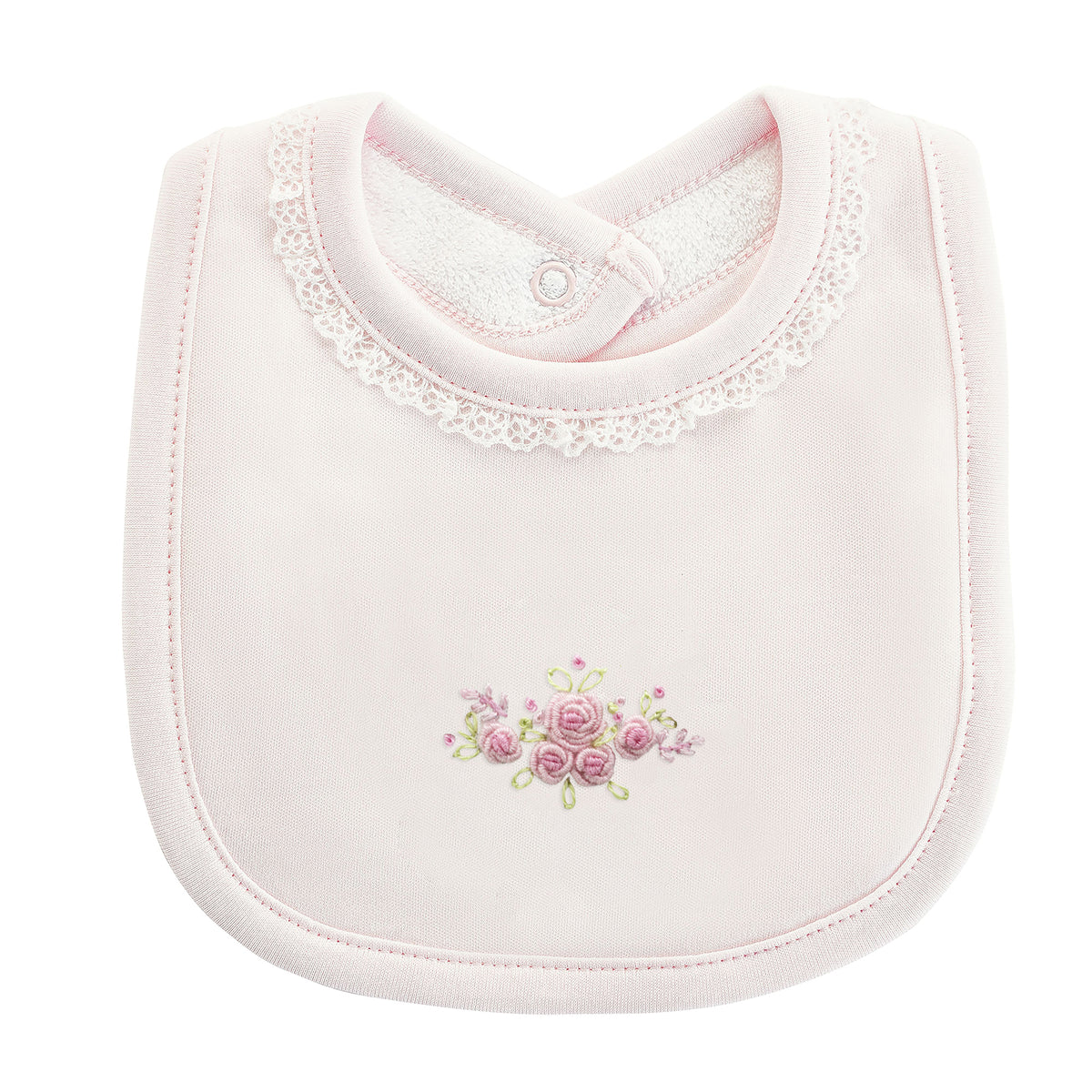 BCC Blossom Moon Bib w/ Lace Trim-Pink