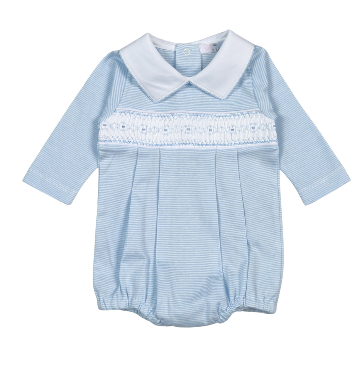 Baby Loren Blue Stripes Smocked L/S Bubble