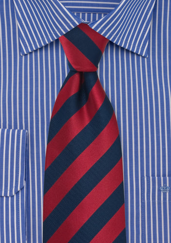 Navy Blue and Red Striped Tie