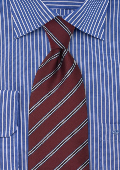 Burgundy w/ Stripes Tie