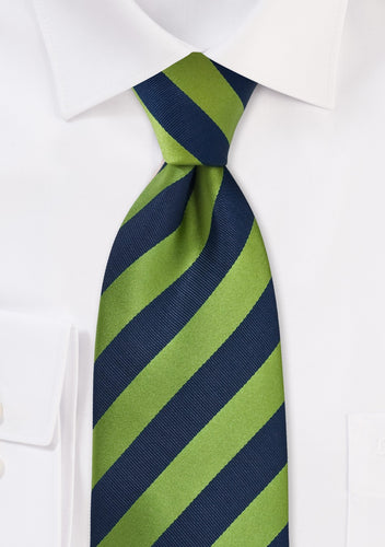 Citrus Green and Navy Striped Tie