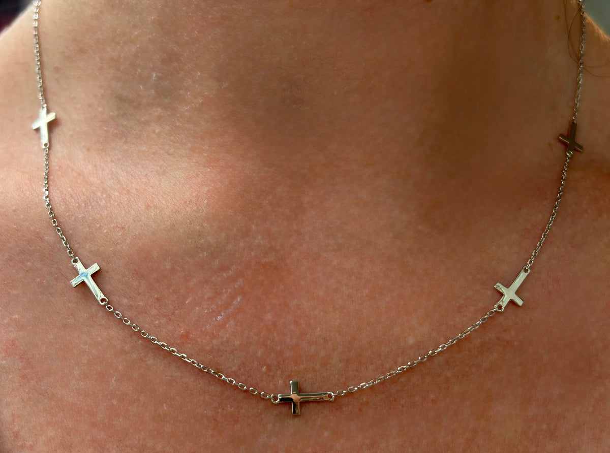 Multi-Cross Silver Necklace