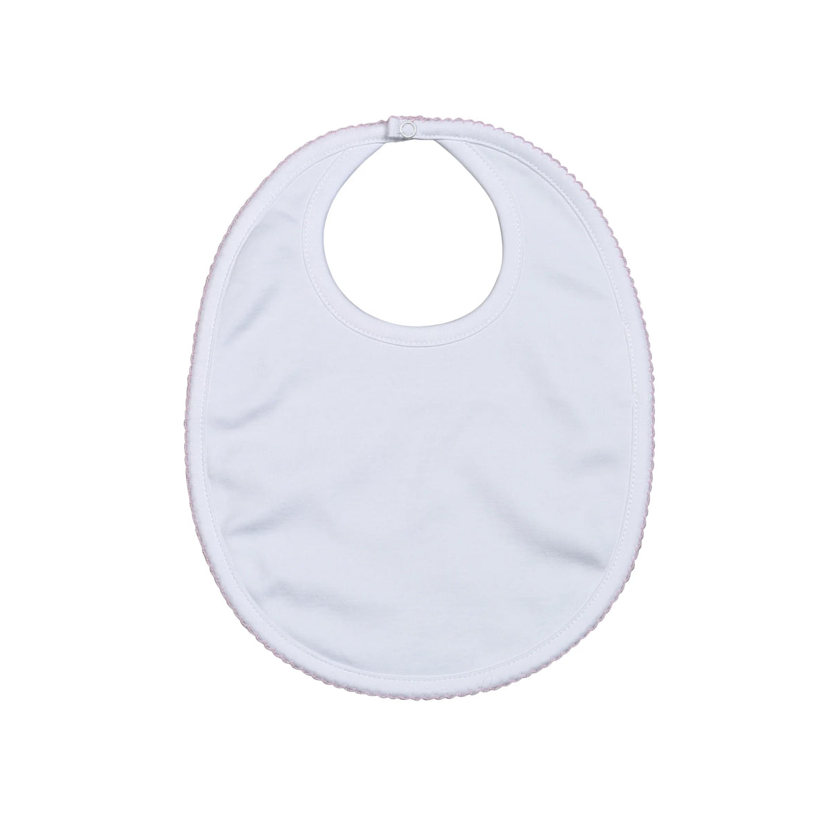 Baby Loren White Bib w/ Pink Picot Trim
