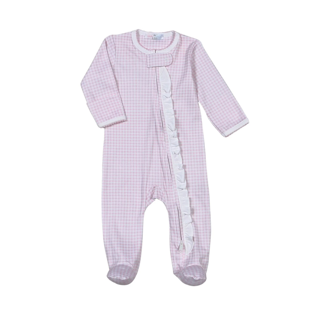 Baby Loren Pink Gingham Zipper Footie