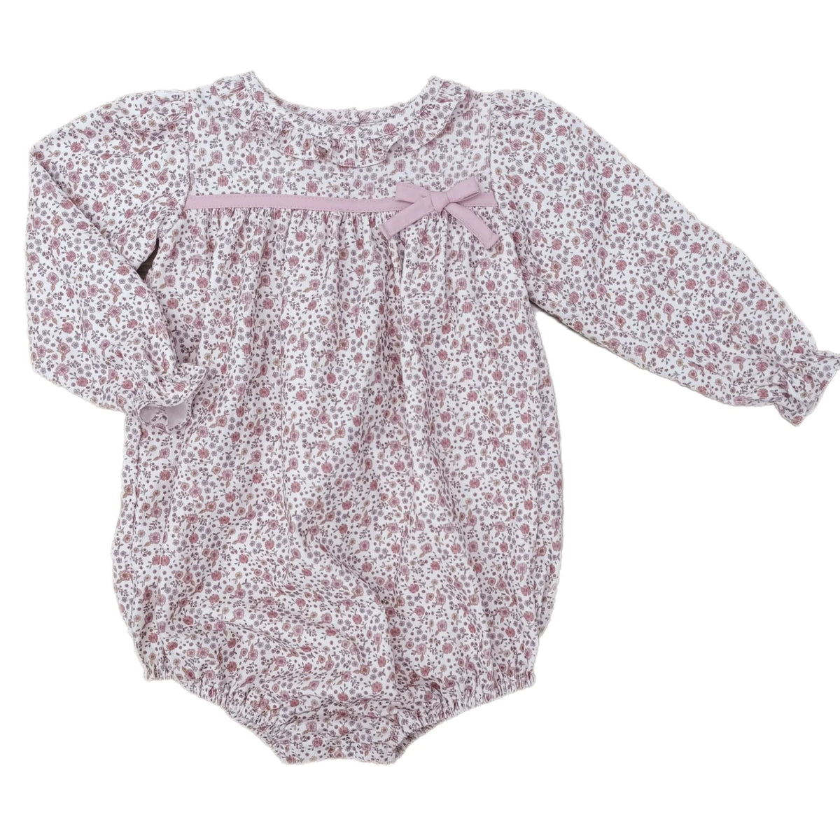 Pink Bow L/S Corduroy Floral Bubble